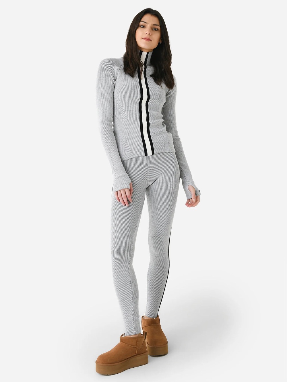 Cordova Merino Wool Grey Stripe Base Layer Matching Set Small XS Worn Once